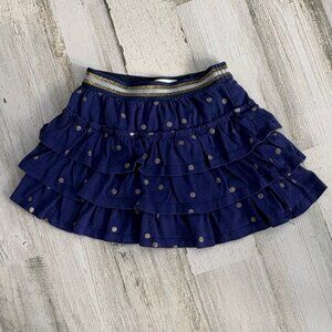 Mini Boden Little Girls Size 4/5 Pull On Skort Ruffle Detail Purple/Gold Dot